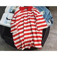 Men\'s Daily Casual Vintage Summer Shirt, Striped Shirt Collar Short Sleeve Cotton Medium