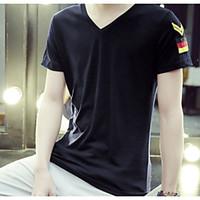 Men\'s Casual/Daily Simple Summer T-shirt, Solid Round Neck Short Sleeve Cotton Medium
