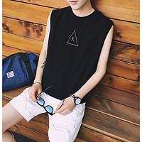 mens casualdaily simple tank top letter round neck sleeveless cotton