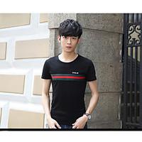 mens casualdaily simple t shirt color block round neck short sleeve co ...