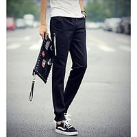 mens high rise micro elastic chinos pants street chic loose solid