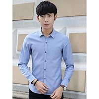 mens casualdaily simple spring shirt solid shirt collar long sleeve co ...