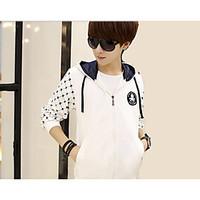 Men\'s Casual/Daily Simple Hoodie Solid Polka Dot Hooded Micro-elastic Polyester Long Sleeve Fall
