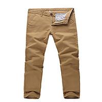 mens mid rise micro elastic chinos pants simple straight solid