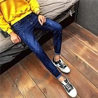 mens mid rise micro elastic skinny pants chinoiserie straight polka do ...