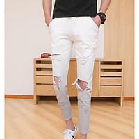 mens low rise micro elastic chinos pants sexy slim solid