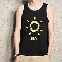 Men\'s Casual/Daily Simple Summer Tank Top, Solid Print Round Neck Sleeveless Cotton Thin