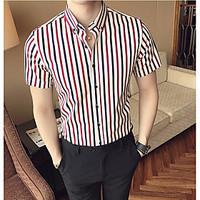 mens casualdaily simple summer shirt striped shirt collar short sleeve ...