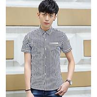 Men\'s Casual/Daily Simple Shirt, Striped Shirt Collar Short Sleeve Others