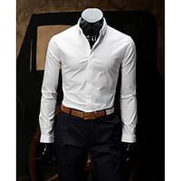 Men\'s Casual/Daily Work Simple Spring Fall Shirt, Solid Shirt Collar Long Sleeve Cotton Medium