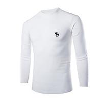 mens casualdaily simple regular pullover solid embroidered round neck  ...