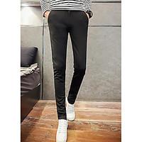 mens mid rise micro elastic suit pants simple straight solid