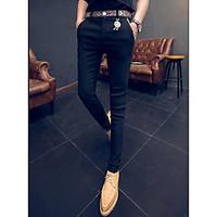 mens mid rise micro elastic suit pants street chic slim solid