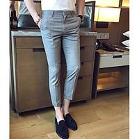 mens mid rise micro elastic suit pants simple loose solid