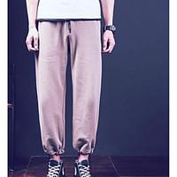 mens mid rise strenchy chinos pants street chic harem solid