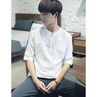 mens going out street chic t shirt solid round neck length sleeve cott ...