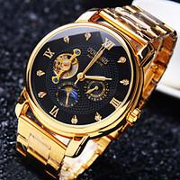 mens business mechanical watch automatic self winding round diamond di ...