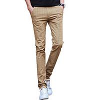 Men\'s Plus Size Straight / Slim Chinos Pants, Casual/Daily / Work / Club Vintage / Simple / Street chic Striped Low Rise Zipper / Button