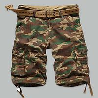 Men\'s Plus Size Straight Slim Chinos Shorts Pants, Casual/Daily Beach Sports Simple Street chic Active Solid Camouflage Low RiseZipper