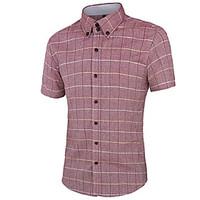 Men\'s Casual/Daily Simple Summer ShirtStriped Shirt Collar Short Sleeve Blue / White / Gray Cotton Medium