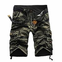 Men\'s Loose Shorts Pants, Casual/Daily Beach Holiday Simple Active Punk Gothic Camouflage Pleated Mid Rise Zipper Cotton Micro-elastic