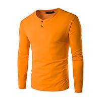 Men\'s Casual / Plus Size / Casual/Daily Simple Fall / Winter T-shirt, Solid V Neck Long Sleeve Blue / Red / White / Black / Gray / Orange