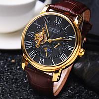 mens business round rome number dial mineral glass mirror genuine leat ...