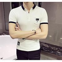 Men\'s Casual/Daily Simple T-shirt, Solid Shirt Collar Short Sleeve Cotton Thin