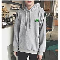 mens daily hoodie solid hooded inelastic cotton long sleeve spring fal ...