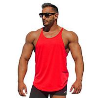 Men\'s Casual/Daily Beach Sports Simple Active All Seasons Tank Top, Solid Deep U Sleeveless Blue Red White Black Gray Yellow Cotton Thin