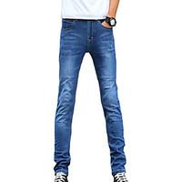 Men\'s Slim Jeans PantsCasual/Daily Simple Solid Mid Rise Button Cotton Polyester Micro-elastic All Seasons DG-2081