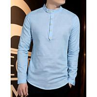 mens casualdaily simple fall t shirt solid standing collar long sleeve ...