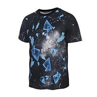 Men\'s Going out / Beach / Holiday Simple / Boho / Active Spring / Summer T-shirt, Print Round Neck Short Sleeve Blue / Purple Polyester