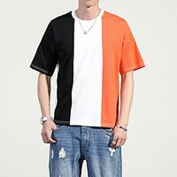 mens summer fashion colored striped casual round neck short sleeve t s ...