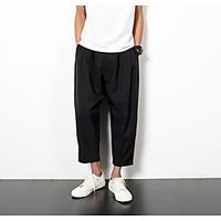 mens mid rise micro elastic chinos pants street chic harem solid