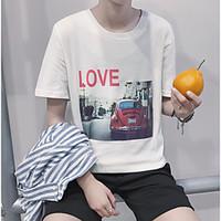 mens casualdaily simple t shirt print round neck short sleeve cotton