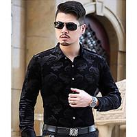 mens casualdaily simple spring shirt floral shirt collar long sleeve c ...