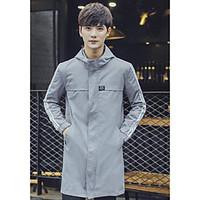 mens casualdaily simple fall trench coat solid hooded long sleeve long ...