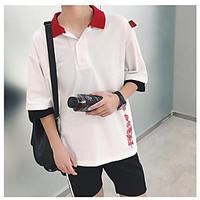 Men\'s Daily Vintage Summer Shirt, Solid Shirt Collar Short Sleeve Cotton Medium