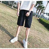 Men\'s Low Rise Micro-elastic Chinos Shorts Pants, Simple Loose Others Solid