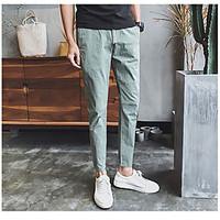 mens mid rise micro elastic chinos pants simple harem others solid