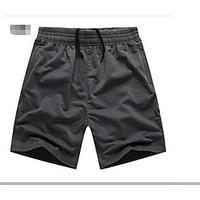 Men\'s High Rise Micro-elastic Shorts Pants, Boho Loose Solid