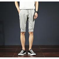 mens mid rise micro elastic shorts pants simple harem solid