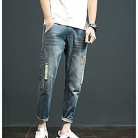 mens mid rise inelastic jeans pants simple slim solid