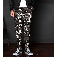 Men\'s High Rise strenchy Chinos Pants, Street chic Harem Camouflage