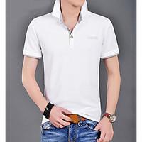 Men\'s Casual/Daily Simple T-shirt, Print Shirt Collar Short Sleeve Cotton Thin