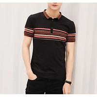 Men\'s Casual/Daily Simple Summer Polo, Print Shirt Collar Short Sleeve Cotton Polyester Thin