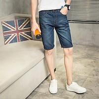 mens mid rise micro elastic jeans pants simple straight solid