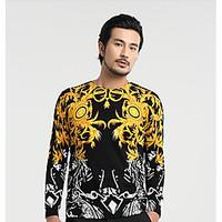 mens daily casual regular cardigan printing round neck long sleeve cot ...