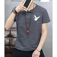 Men\'s Casual/Daily Simple Spring Summer T-shirt, Print Animal Round Neck Short Sleeve Others Thin